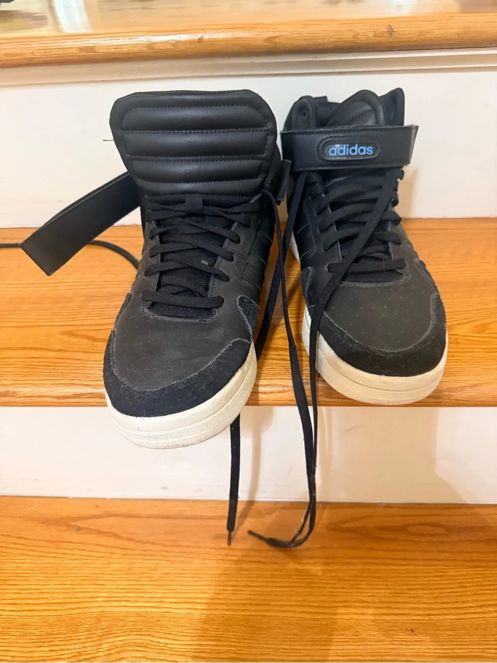 adidas Black High-Top Sneakers with White Sole